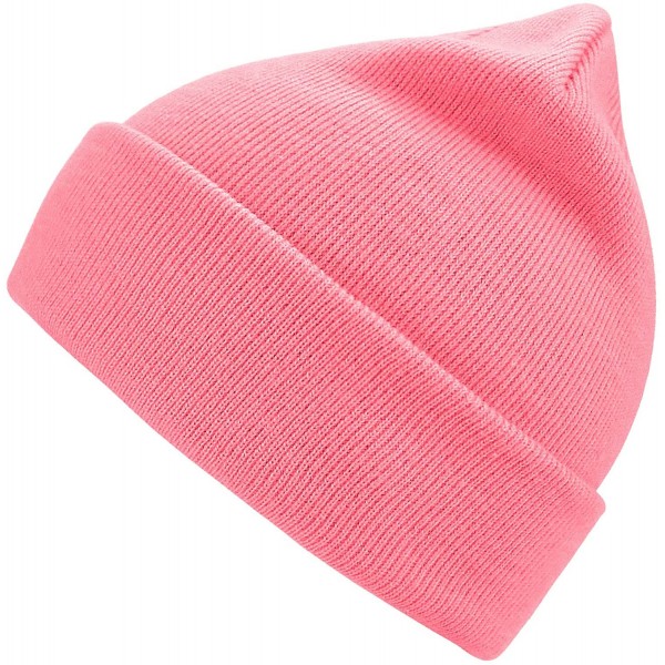 Skullies & Beanies Beanie Hat for Women and Men - Winter Warm Knit Hats Unisex Plain Thick Skull Cap - Pink - CV18WAA8D5W $7.88