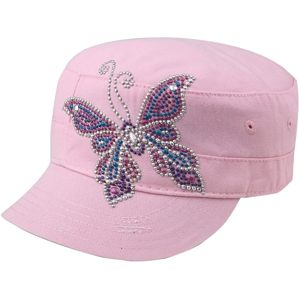 Baseball Caps Women's Rhinestone Washed Army Cap - Pink - C311B3A7URD $9.43