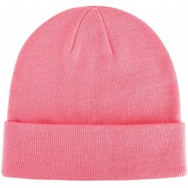 Skullies & Beanies Beanie Hat for Women and Men - Winter Warm Knit Hats Unisex Plain Thick Skull Cap - Pink - CV18WAA8D5W $7.88