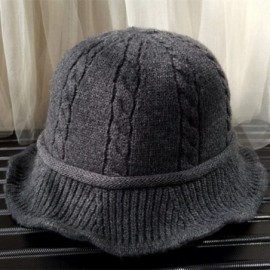 Bucket Hats Winter Knitted Wool Hat Women Bucket Hat Foldable Bow Warm Soft Cloche Cap - Dark Gray - C118IHSRLXI $14.06