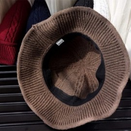 Bucket Hats Winter Knitted Wool Hat Women Bucket Hat Foldable Bow Warm Soft Cloche Cap - Dark Gray - C118IHSRLXI $14.06