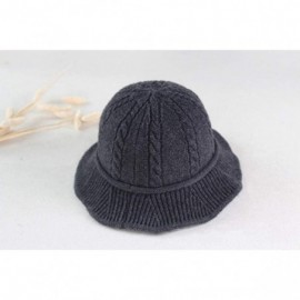 Bucket Hats Winter Knitted Wool Hat Women Bucket Hat Foldable Bow Warm Soft Cloche Cap - Dark Gray - C118IHSRLXI $14.06