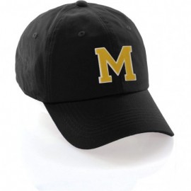 Baseball Caps Customized Letter Intial Baseball Hat A to Z Team Colors- Black Cap White Gold - Letter M - C018ET4HDTE $14.10