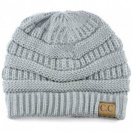 Skullies & Beanies Trendy Warm Chunky Soft Stretch Cable Knit Beanie Skull Cap Hat - Natural Grey - CM185R3IW6R $10.20