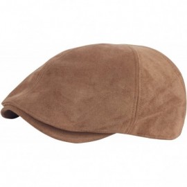 Newsboy Caps G67 Men Big Plus Size Plain Suede XL XXL Newsboy Cap Cabbie Flat Golf Gatsby Hat - Brown - C6188QTMK7Y $25.24