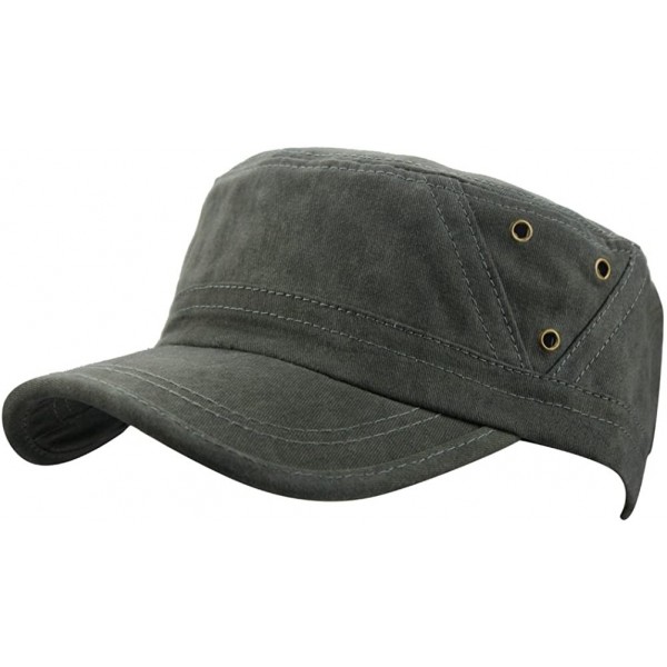 Baseball Caps Men's Cotton Flat Top Peaked Baseball Twill Army Military Corps Hat Cap Visor - Army Green - C412DSYCB7V $17.48