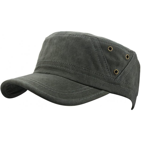 Baseball Caps Men's Cotton Flat Top Peaked Baseball Twill Army Military Corps Hat Cap Visor - Army Green - C412DSYCB7V $11.18