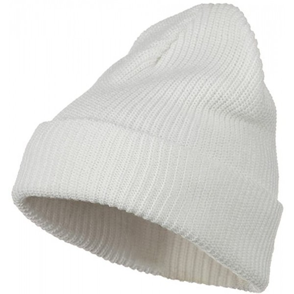 Skullies & Beanies Eco Cotton Ribbed XL Beanie - White - White - CA115EH0XDZ $19.01