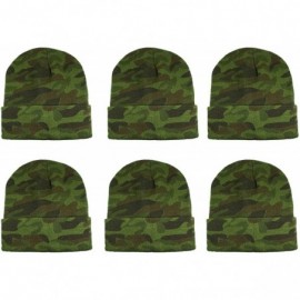 Skullies & Beanies Unisex Knitted Winter Beanie Hat 6 Pcs - Camo - C518K6ZCWKI $20.46