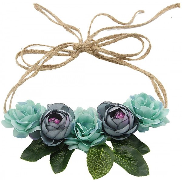 Headbands Women Bohemian White Daisy Flower Elastic Headband Headpieces - Green B - CH18LUSGX3E $9.04