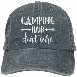 Baseball Caps Unisex Camping Hair Don't Care Vintage Adjustable Baseball Cap Denim Dad Hat - Asphalt - CH18GE0D7RZ $13.20