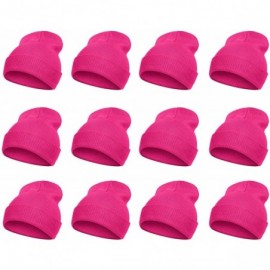 Skullies & Beanies Solid Winter Long Beanie - 12 Piece Wholesale - Hot Pink - CO18YUSYDQQ $20.80