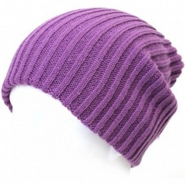 Skullies & Beanies 2 Pack Solid Color Blank Long Cuff Daily Stretch Knit Winter Beanies - Magenta - CN119FQZUF7 $16.10
