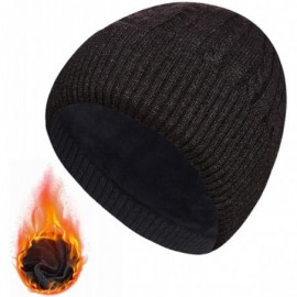Skullies & Beanies Mens Beanie Hats for Winter- Warm Hat Fleece Skull Caps- Women Men Knit Hat - Black - C418A2O3Q4S $7.73