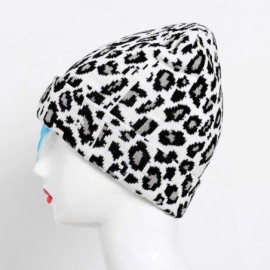 Skullies & Beanies Soft Stretch Cable Knit Skull Cap Cuff Beanie Warm Winter Leopard Hat for Unisex - White - CD18NS0Y0C0 $7.07