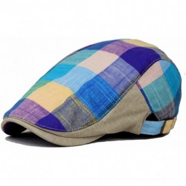 Newsboy Caps Unisex Cotton Linen Cabbie Gatsby Hat Golf Ivy Newsboy Driving Cap - Blue - CP12LCZRK51 $12.02