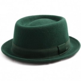 Fedoras Classic Porkpie Wool Felt Pork Pie Hat - Vert - CK12O0QF1LU $40.43