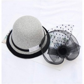 Bucket Hats Cloche Round Hat for Women Beanie Flower Dress Church Elegant British - B-grey1 - CT18N0CHLLE $13.61