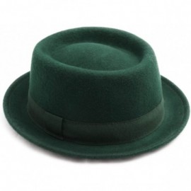 Fedoras Classic Porkpie Wool Felt Pork Pie Hat - Vert - CK12O0QF1LU $40.43