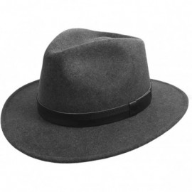Fedoras Men's Classic Traveller III Wool Felt Fedora Hat Packable Water Repellent - Gris - CK1237YMQ1D $89.49