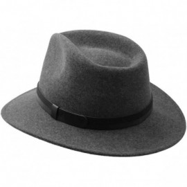 Fedoras Men's Classic Traveller III Wool Felt Fedora Hat Packable Water Repellent - Gris - CK1237YMQ1D $40.97