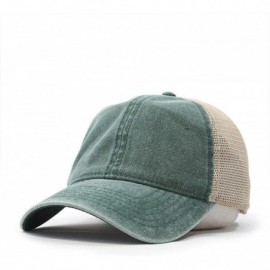 Baseball Caps Vintage Washed Cotton Soft Mesh Adjustable Baseball Cap - Dk Green/Dk Green/Khaki - CP12H3N2713 $8.02