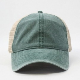 Baseball Caps Vintage Washed Cotton Soft Mesh Adjustable Baseball Cap - Dk Green/Dk Green/Khaki - CP12H3N2713 $8.02