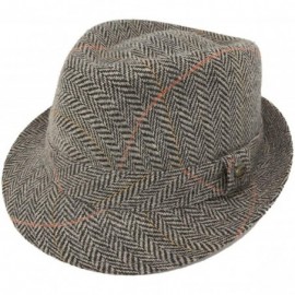 Fedoras Men's Classic Wool Herringbone Plaid Winter Fall Derby Fedora Trilby Hat - Gray - CK18YSY4Q7T $39.06