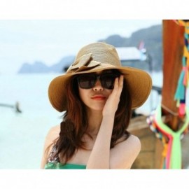 Sun Hats Korean Style Women Lady Floppy Wide Brimmed Sun Visor Straw Hat Summer Beach Hat Cap (Coffee) - CM11MGF56R1 $15.64