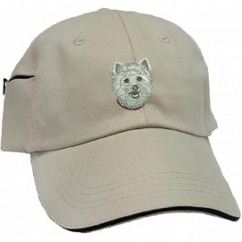 Baseball Caps Westie Low Profile Baseball Cap with Zippered Pocket. - Khaki - CD128IX6G1J $28.54