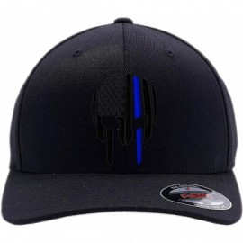 Baseball Caps Thin RED LINE - Thin Blue LINE Spartan Helmet Cap. Embroidered. 6477- 6277 Wooly Combed Twill Flexfit - Black-2...