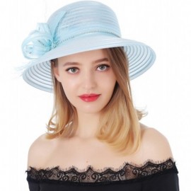 Sun Hats Women's Kentucky Derby Bowler Church Cloche Hat Organza Bridal Dress Cap - Blue - CC1890D65AU $19.61