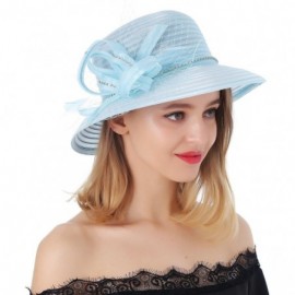 Sun Hats Women's Kentucky Derby Bowler Church Cloche Hat Organza Bridal Dress Cap - Blue - CC1890D65AU $19.61