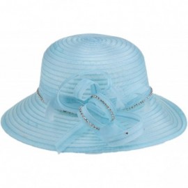 Sun Hats Women's Kentucky Derby Bowler Church Cloche Hat Organza Bridal Dress Cap - Blue - CC1890D65AU $19.61
