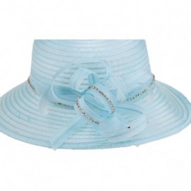 Sun Hats Women's Kentucky Derby Bowler Church Cloche Hat Organza Bridal Dress Cap - Blue - CC1890D65AU $19.61