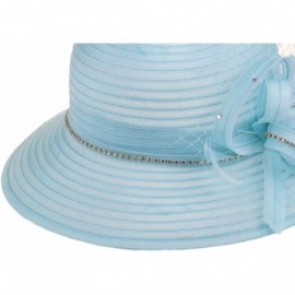 Sun Hats Women's Kentucky Derby Bowler Church Cloche Hat Organza Bridal Dress Cap - Blue - CC1890D65AU $19.61