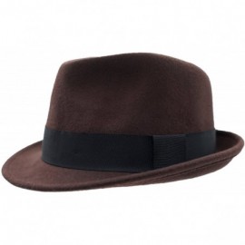 Fedoras Men's Wool Felt Winter Hat Short Brim Fedora Hat - Coffee - CS1898UNCYO $27.19