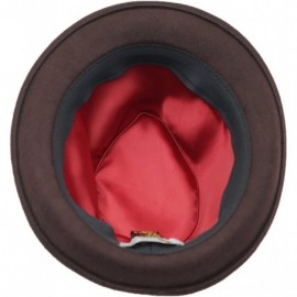 Fedoras Men's Wool Felt Winter Hat Short Brim Fedora Hat - Coffee - CS1898UNCYO $27.19