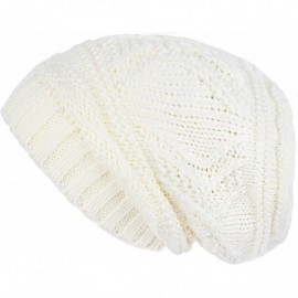 Skullies & Beanies Knit Slouchy Oversized Soft Warm Winter Beanie Hat - Ivory - C612MRKZJ5X $12.45