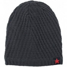 Skullies & Beanies Men Winter Skull Cap Beanie Large Knit Hat with Thick Fleece Lined Daily - N - Black - CD18ZGNUEO6 $14.62