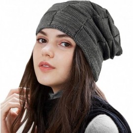 Skullies & Beanies Men Women Slouchy Thick Beanie Warm Knitted Hat Ladies Winter Loose Knit Ski Cap - Gray - CW18K0NYCDR $10.63