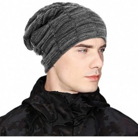 Skullies & Beanies Men Women Slouchy Thick Beanie Warm Knitted Hat Ladies Winter Loose Knit Ski Cap - Gray - CW18K0NYCDR $10.63