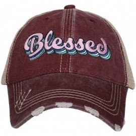 Baseball Caps Blessed Baseball Cap - Trucker Hat for Women - Stylish Cute Ball Cap - Wine Layered - C51962SA2GL $25.26