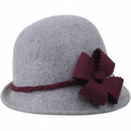 Bucket Hats 100% Wool Vintage Felt Cloche Bucket Bowler Hat Winter Women Church Hats - Grey63 - CA18WDKIKMW $26.09