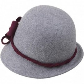 Bucket Hats 100% Wool Vintage Felt Cloche Bucket Bowler Hat Winter Women Church Hats - Grey63 - CA18WDKIKMW $26.09