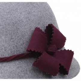 Bucket Hats 100% Wool Vintage Felt Cloche Bucket Bowler Hat Winter Women Church Hats - Grey63 - CA18WDKIKMW $26.09