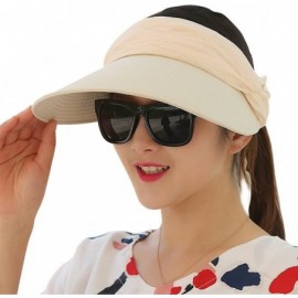 Sun Hats Floppy Summer UPF50+ Foldable Sun Beach Hats Accessories Wide Brim for Women - Beige Empty Top - C912E9P9K3V $9.48