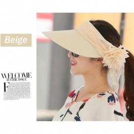 Sun Hats Floppy Summer UPF50+ Foldable Sun Beach Hats Accessories Wide Brim for Women - Beige Empty Top - C912E9P9K3V $9.48