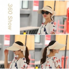 Sun Hats Floppy Summer UPF50+ Foldable Sun Beach Hats Accessories Wide Brim for Women - Beige Empty Top - C912E9P9K3V $9.48