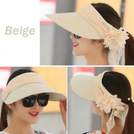 Sun Hats Floppy Summer UPF50+ Foldable Sun Beach Hats Accessories Wide Brim for Women - Beige Empty Top - C912E9P9K3V $9.48
